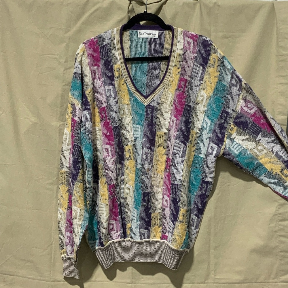 Vintage Multicolor V-Neck Sweater